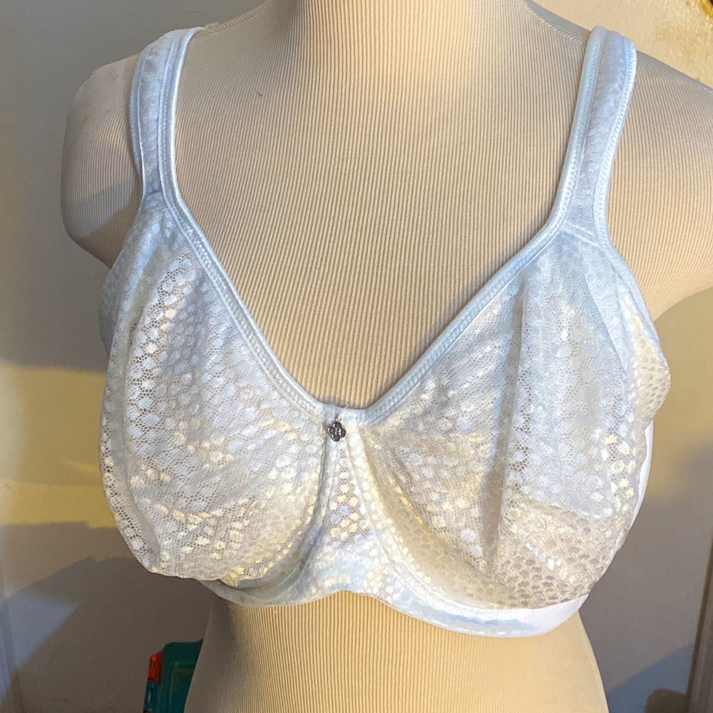 New Breezies underwire diamond shimmer unlined support bra white 42DDD/42F